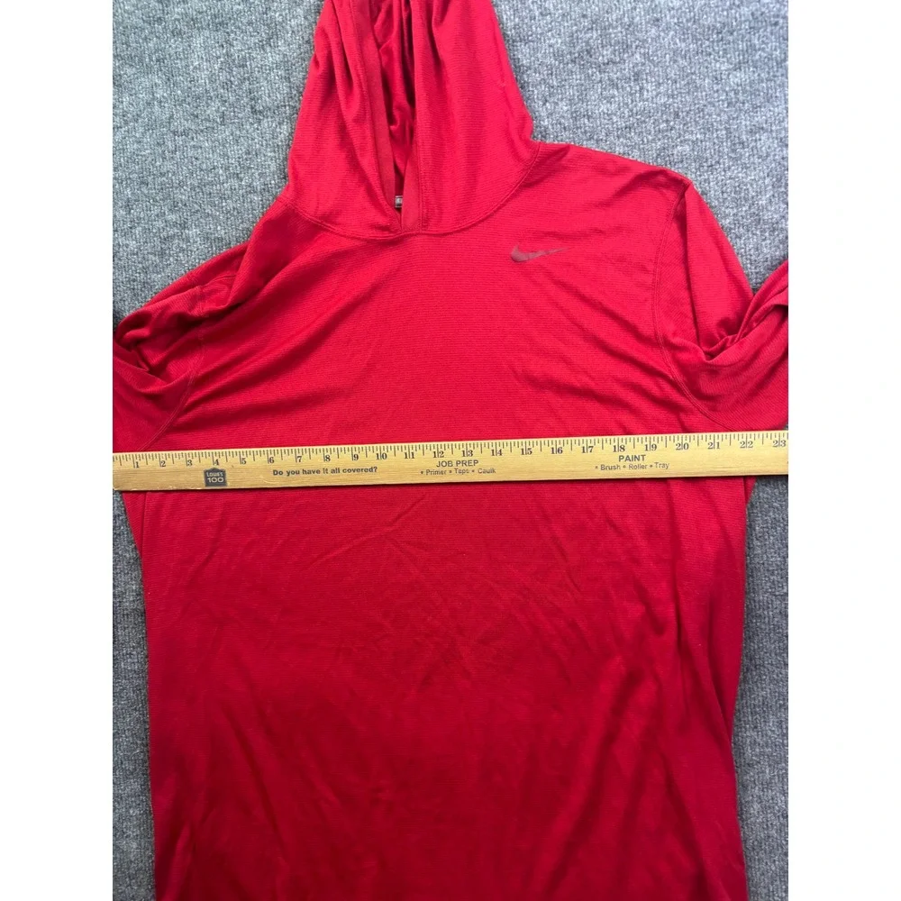 Nike Dri-FIT Hoodie Mens Large Red Long Sleeve Lightweight Athletic Pullover